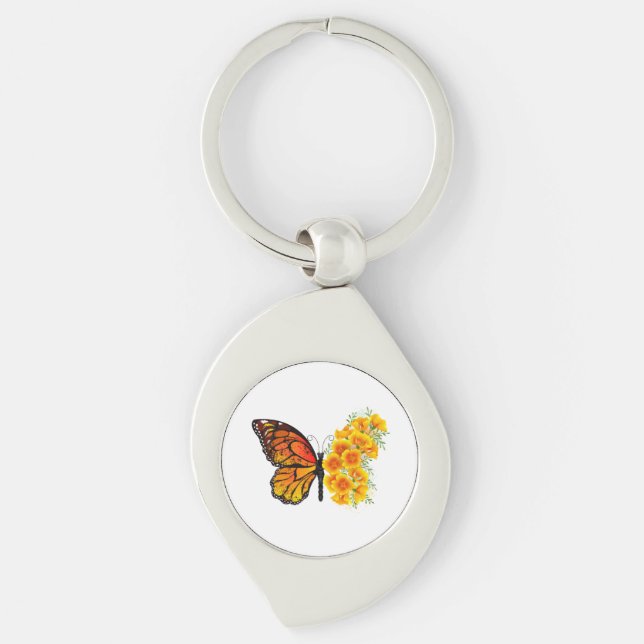 Porte-clés Flower Butterfly with Yellow California Poppy (Devant)
