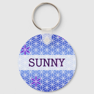 Porte-clés Flower Of Life - timbre sans couture motif - bleu