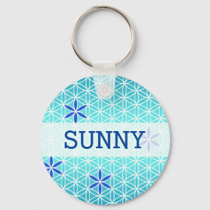 Porte-clés Flower Of Life - timbre sans couture motif - cyan