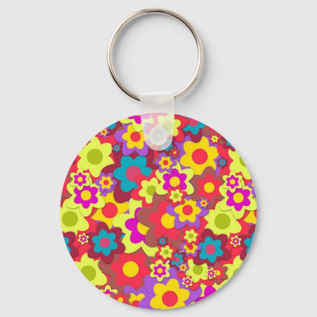 Porte-clés Flower Power 60s hippy (Recto)
