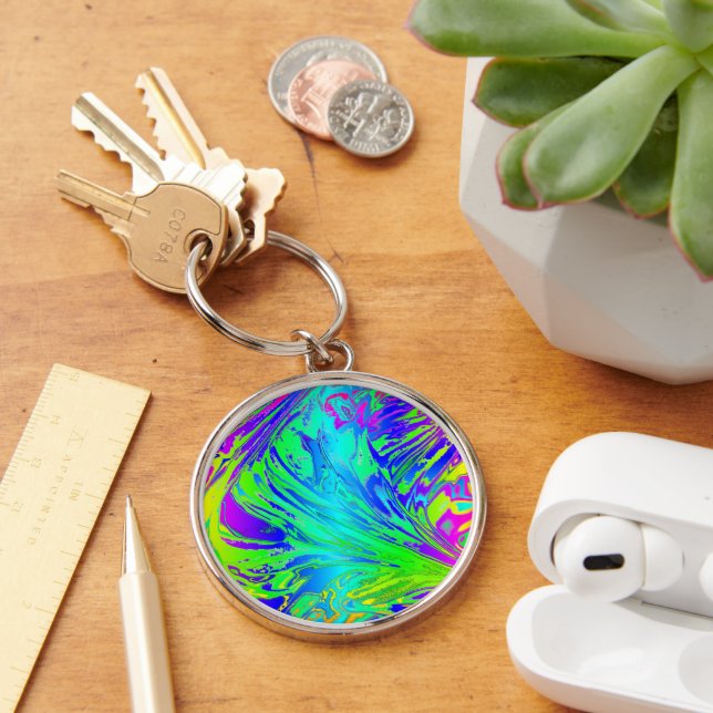 Porte-clés Fluide Arc-en-ciel Abstraits de peinture (Bureau)