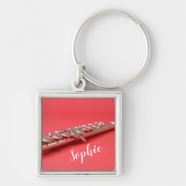 Porte-clés Flute étudiante musique rose boisé vent (Devant)