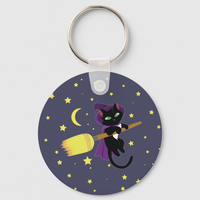 Porte-clés Flying Witch Cat (Recto)