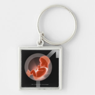 Porte-clés Foetus superposé au-dessus des symboles masculins