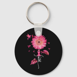 Porte-clés Foi de marguerite rose - Sensibilisation au cancer