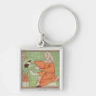 Porte-clés Fol.58r février : Chauffage par le feu