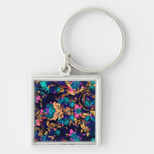 Porte-clés Fond de fleurs abstraites chic mignon