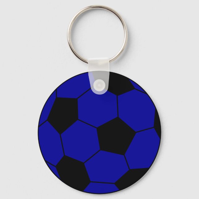 Porte-clés Football bleu et noir (Recto)