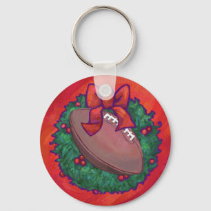 Porte-clés Football de couronne de Noël en rouge