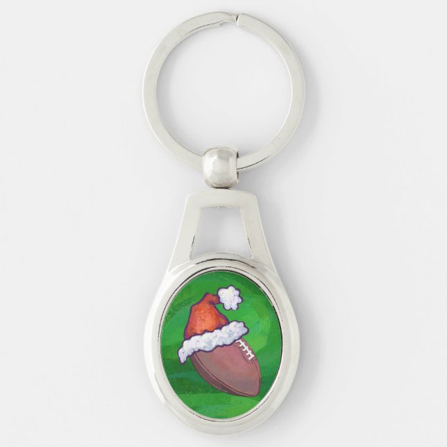 Porte-clés Football de Santa Hat sur Vert (Devant)