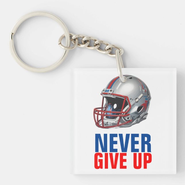 Porte-clés Football Motivational Never Give Up  (Devant)