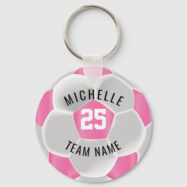 Porte-clés Football - rose et blanc (Recto)