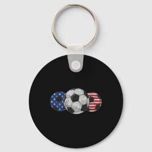 Porte-clés Football Rouge Blanc Bleu Drapeau Américain 4 Juil