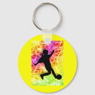 Porte-clés Footballeur et mosaïque fluorescente