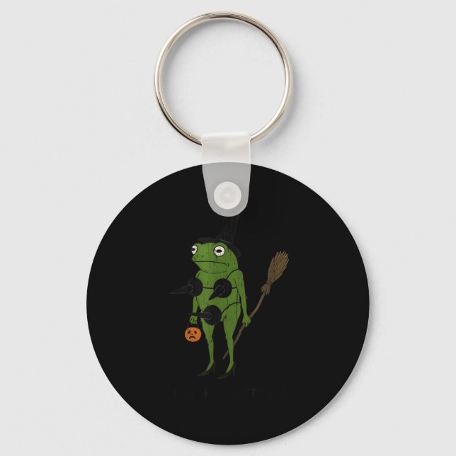 Porte-clés For October, Funny Halloween, Funny Witch Frog  (Recto)
