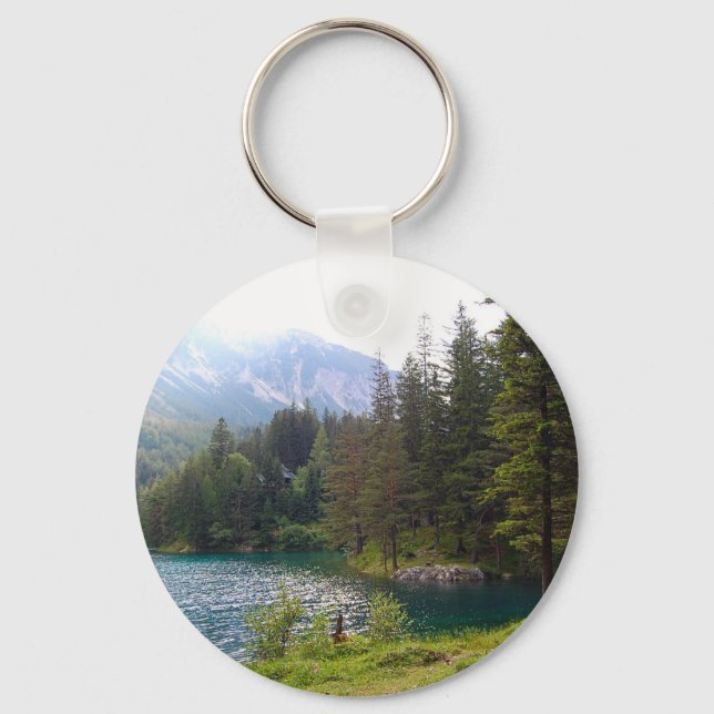 Porte-clés Forêt alpine pittoresque et lac (Recto)