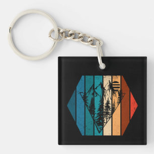 Porte-clés Forêt de pins minimaliste vintage