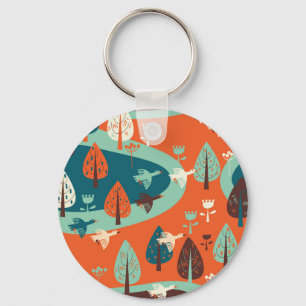 Porte-clés Forêt d'oies : Scène Vintage de la nature