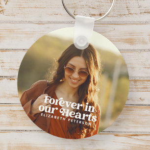 Porte-clés Forever in our Hearts Simple Photo personnalisée M