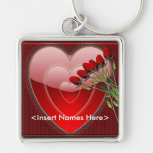 Porte-clés Forever Love Coeur et Rose Couples Porte - clé