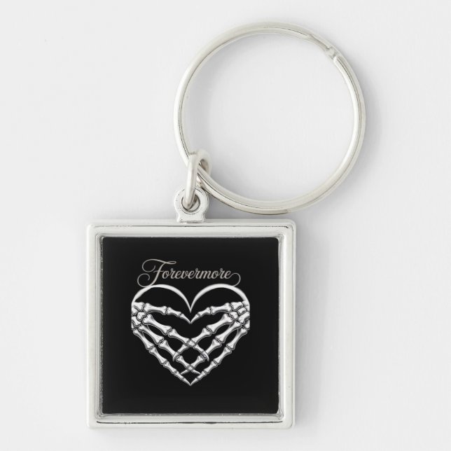 Porte-clés Forevermore Squelette Mains Coeur Romance gothique (Devant)