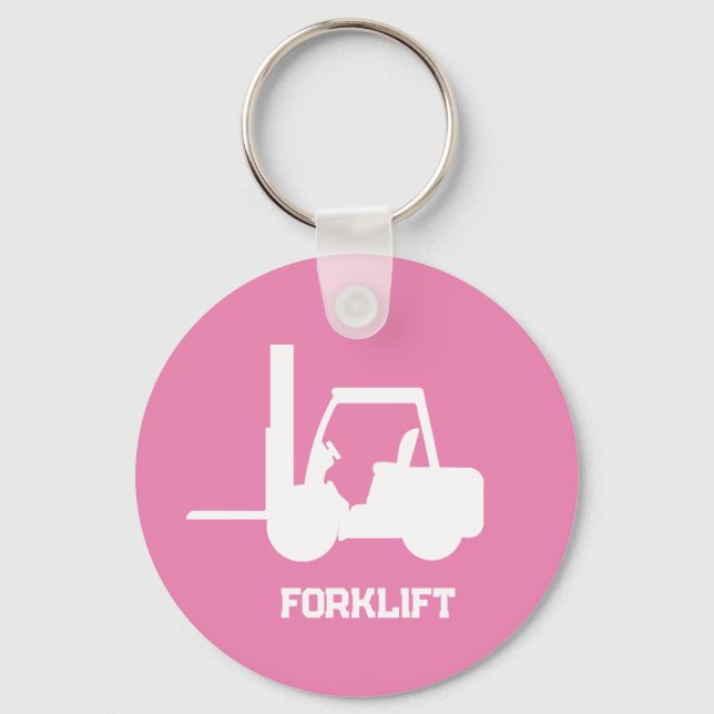 Porte-clés Forklift rose et blanc personnalisé (Recto)