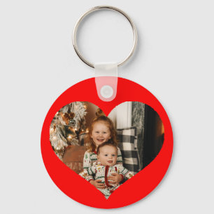 Porte-clés Forme de coeur photo rouge