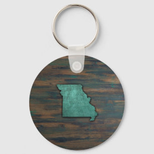 Porte-clés Forme d'état du Missouri Turquoise