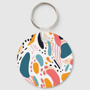 Porte-clés Formes organiques abstraites colorées motif bohème