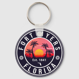 Porte-clés Fort Myers Beach Floride Rétro Sunset Souvenirs