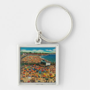 Porte-clés Foules sur la plage, Père Noël CruzSanta Cruz, CA