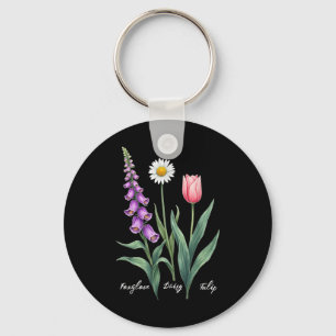 Porte-clés Foxglove Daisy Tulip Flower Design Floral Girl Mom