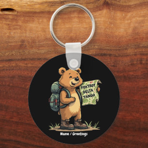 Porte-clés Foxtrots Deltas Tangos Funny Ours Retro Graphisme
