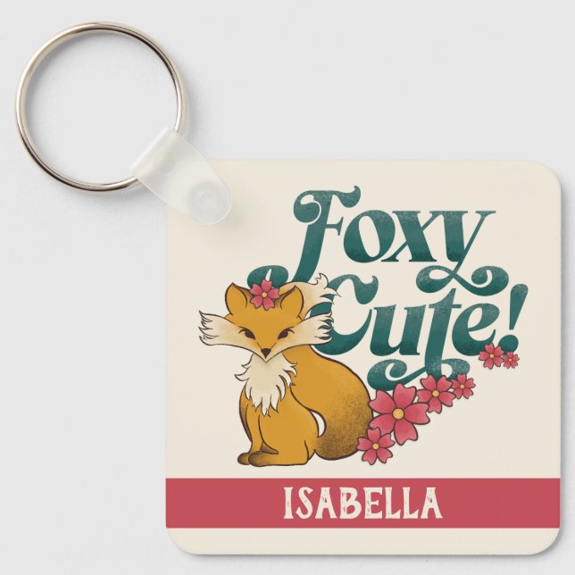 Porte-clés Foxy Mignon avec Nom Personnalisé (Recto)