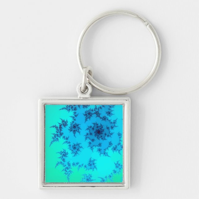 Porte-clés Fractal bleu vert (Devant)