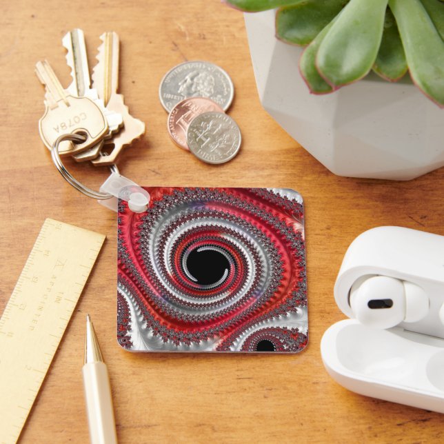 Porte-clés Fractale Abstraite de la spirale rouge (Bureau)