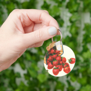Porte-clés Fraises vintages en Panier, Fruits alimentaires