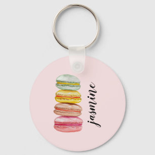Porte-clés Français Macarons aquarelle peinte à la main