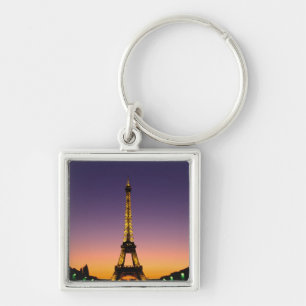 Porte-clés France, Paris, Tour Eiffel au coucher du soleil.