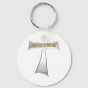 Porte-clés Franciscan Tau Cross Peace and Good Silver & Gold