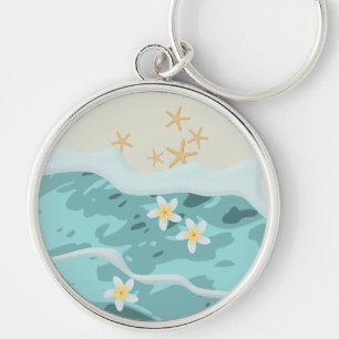 Porte-clés Frangipanis flottants sur la plage Vague Rencontre