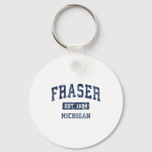 Porte-clés Fraser Michigan Mi Vintage Sports Design Établi