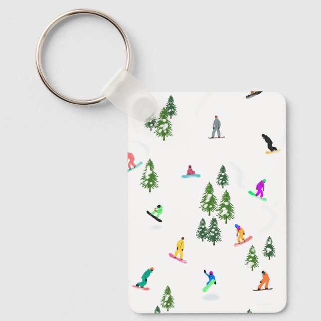 Porte-clés Freeride Snowboarder Illustration de snowboard (Recto)