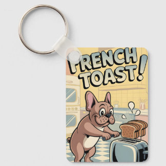 Porte-clés French Bulldog Breakfast Cartoon Art