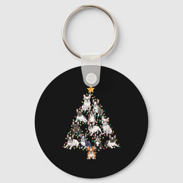 Porte-clés French Bulldog Christmas Tree Frenchie Dog Xmas Pa (Recto)