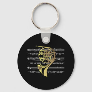 Porte-clés French Horn avec Partition Music ~ Arrière - plan 