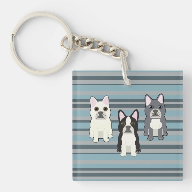 Porte-clés Frenchies Blue Striped (Devant)