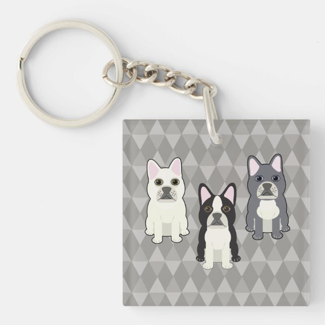 Porte-clés Frenchies Gray Diamonds (Devant)