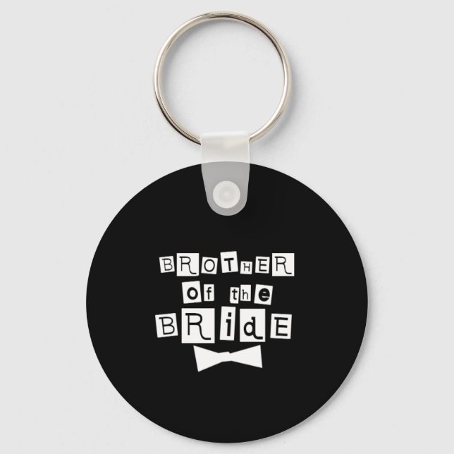 Porte-clés Frère de la mariée blanc sur noir (Recto)