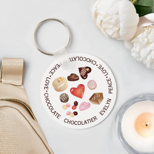 Porte-clés Friandise de chocolat d'amour et de paix personnal
